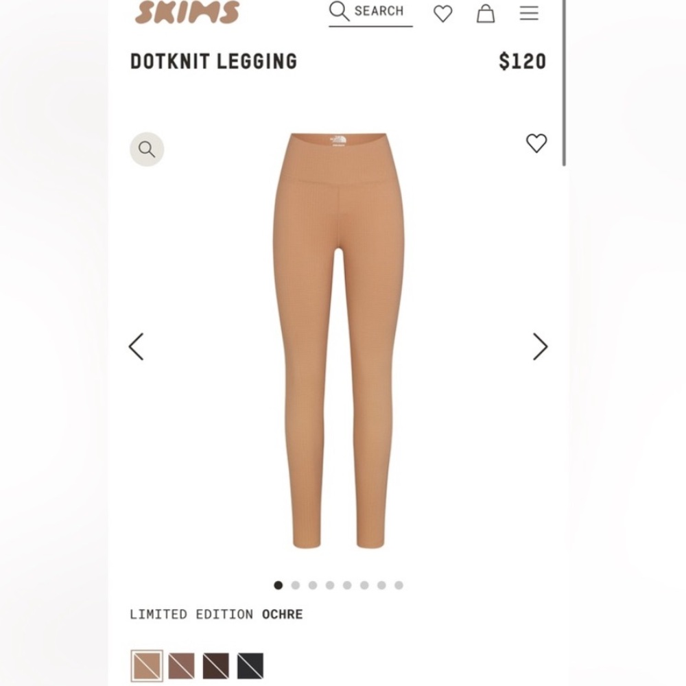 Skims x TNF dotknit leggings (ochre, xs)